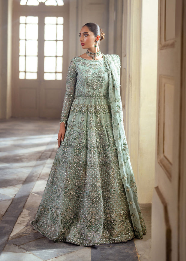 Elegant Pistachio Pakistani Bridal Dress for Celebrations