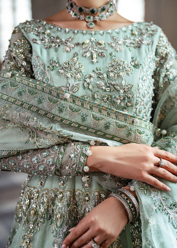 Elegant Pistachio Pakistani Bridal Dress for Celebrations