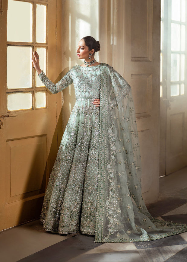 Elegant Pistachio Pakistani Bridal Dress for Celebrations