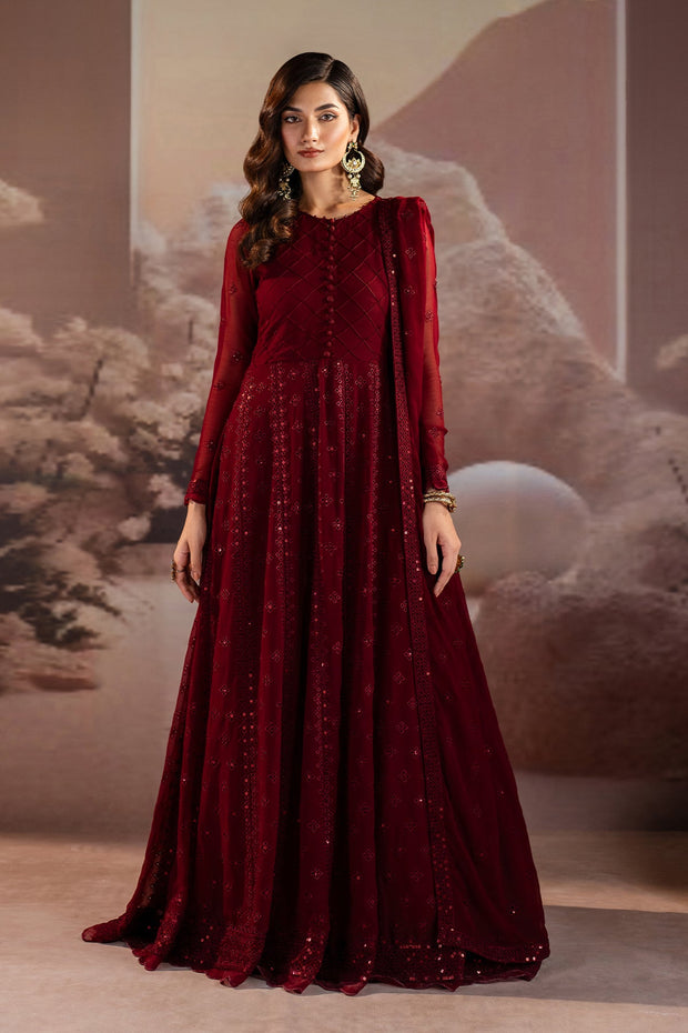 Elegant Sequins Embroidered Chiffon Frock Set