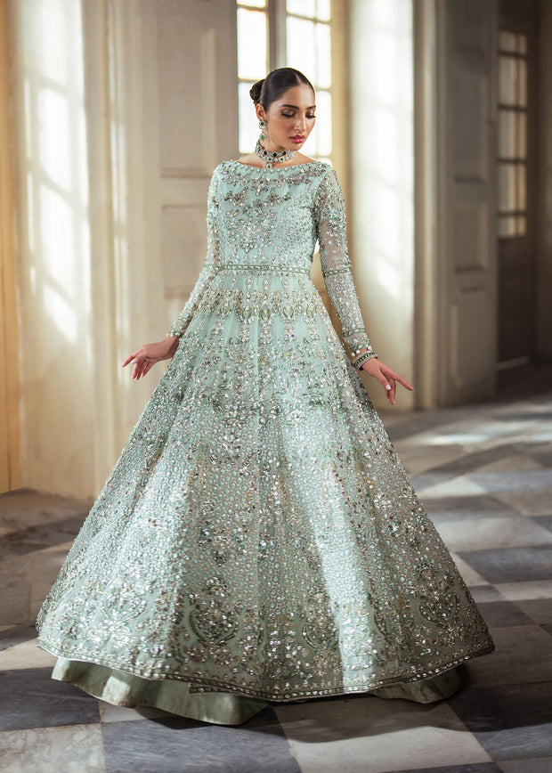 Elegant Pistachio Pakistani Bridal Dress for Celebrations