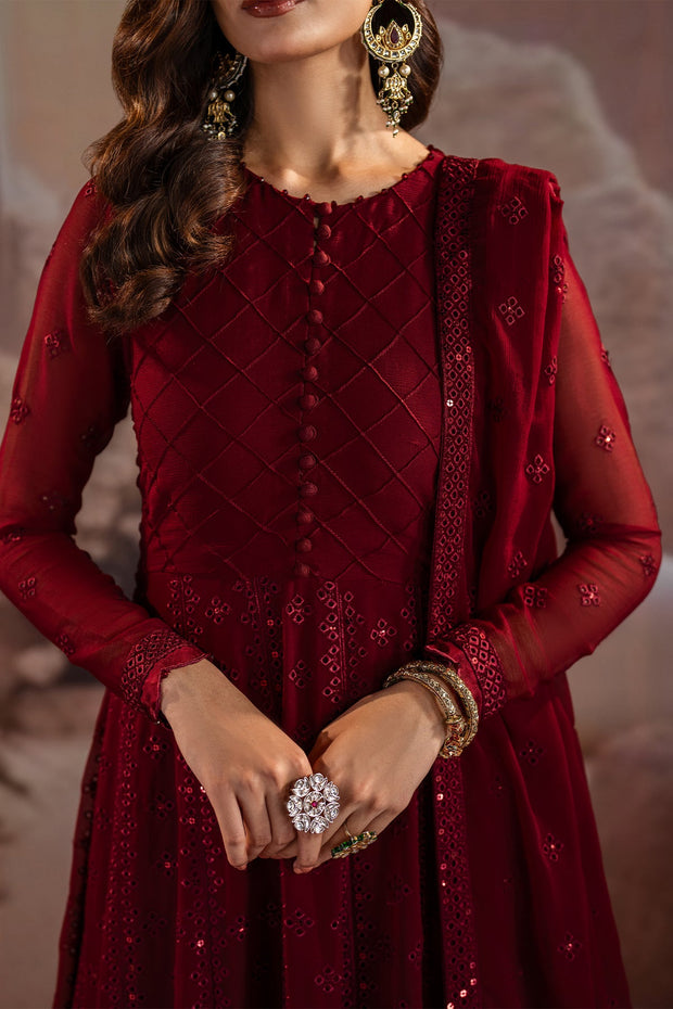 Elegant Sequins Embroidered Chiffon Frock Set