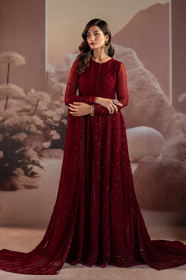 Elegant Sequins Embroidered Chiffon Frock Set