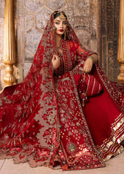 Elegant Red Pakistani Wedding Dress with Embroidered Dupatta