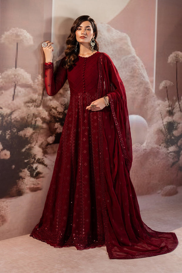 Elegant Sequins Embroidered Chiffon Frock Set