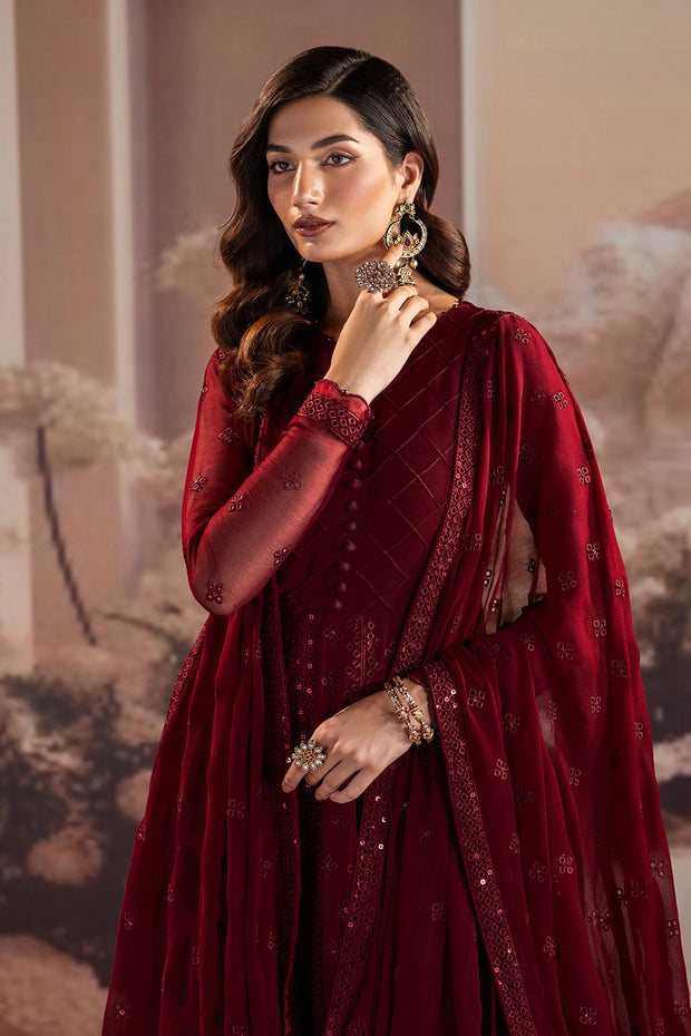 Elegant Sequins Embroidered Chiffon Frock Set