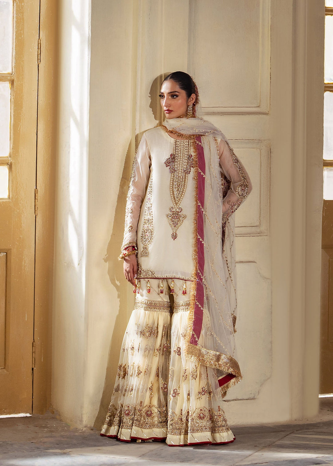 Elegant Zaina Ivory Pakistani Bridal Dress for Celebrations