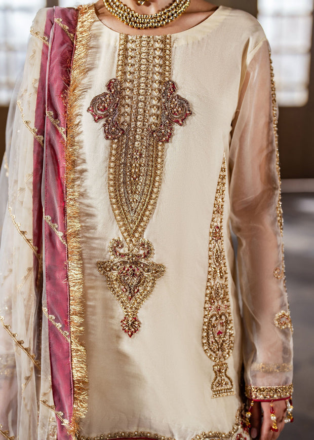 Elegant Zaina Ivory Pakistani Bridal Dress for Celebrations