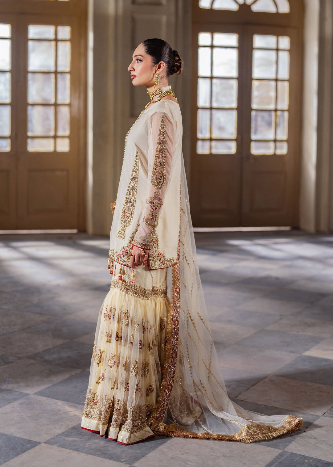 Elegant Zaina Ivory Pakistani Bridal Dress for Celebrations