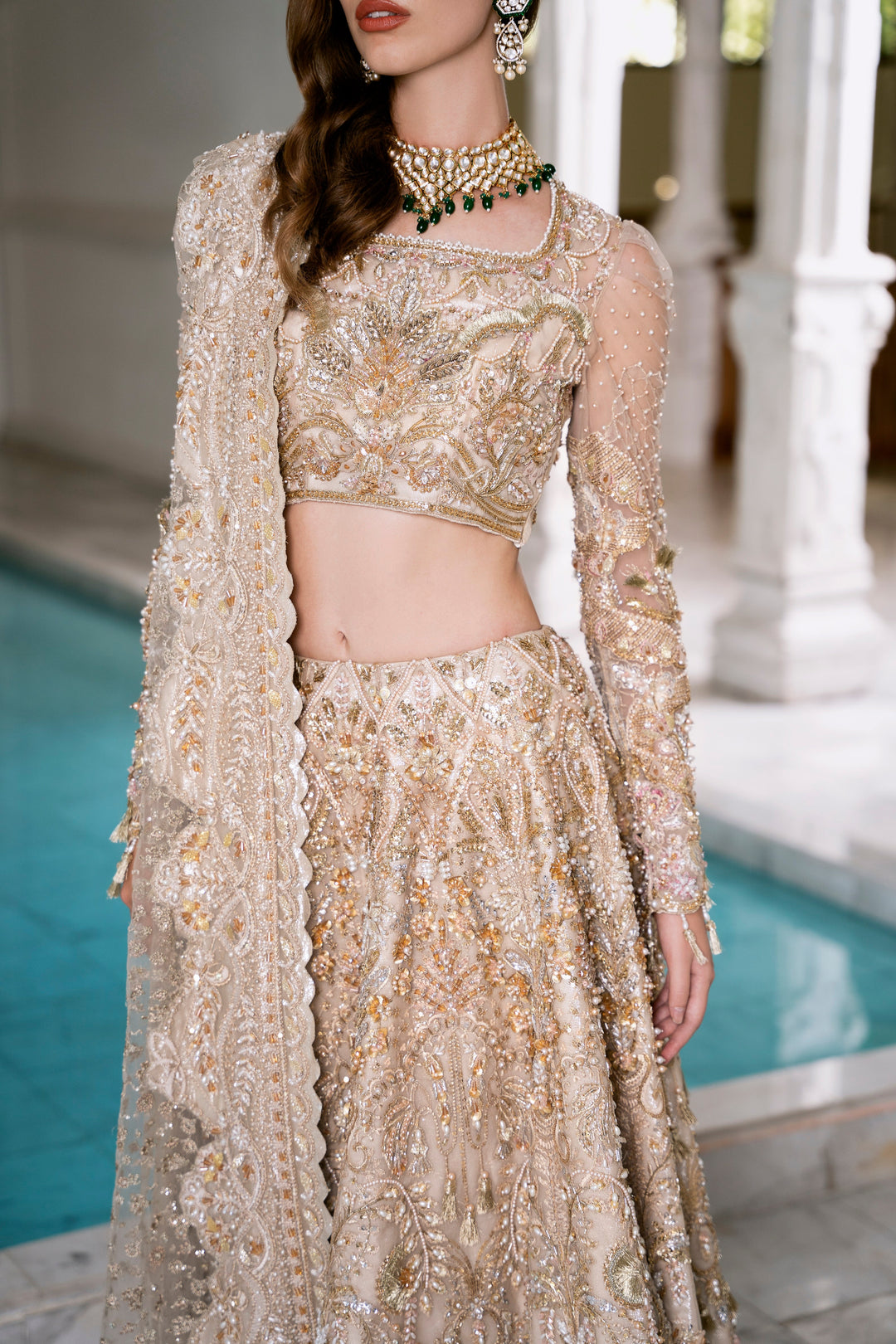 Golden Net Pakistani Bridal Dress for Enchanting Occasions