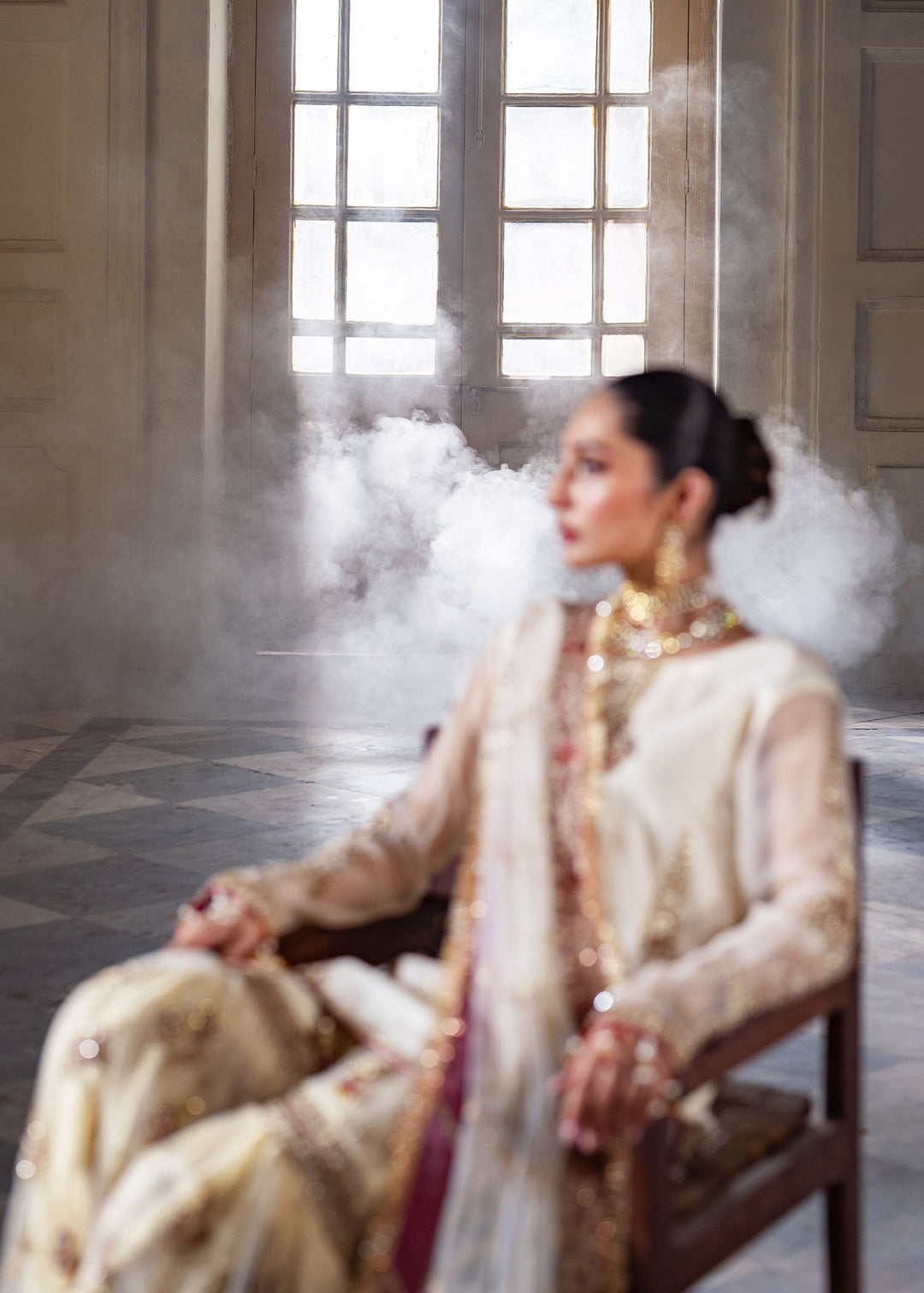 Elegant Zaina Ivory Pakistani Bridal Dress for Celebrations