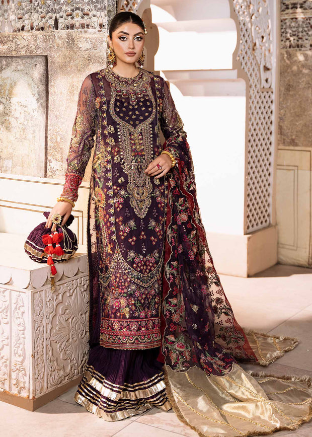 Elegant Purple Pakistani Wedding Dress with Intricate Embroidery