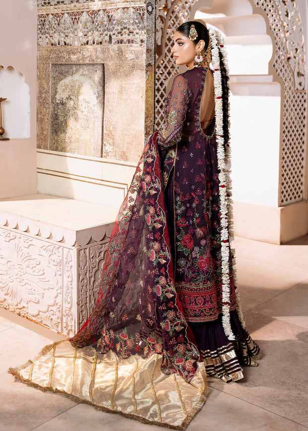 Elegant Purple Pakistani Wedding Dress with Intricate Embroidery