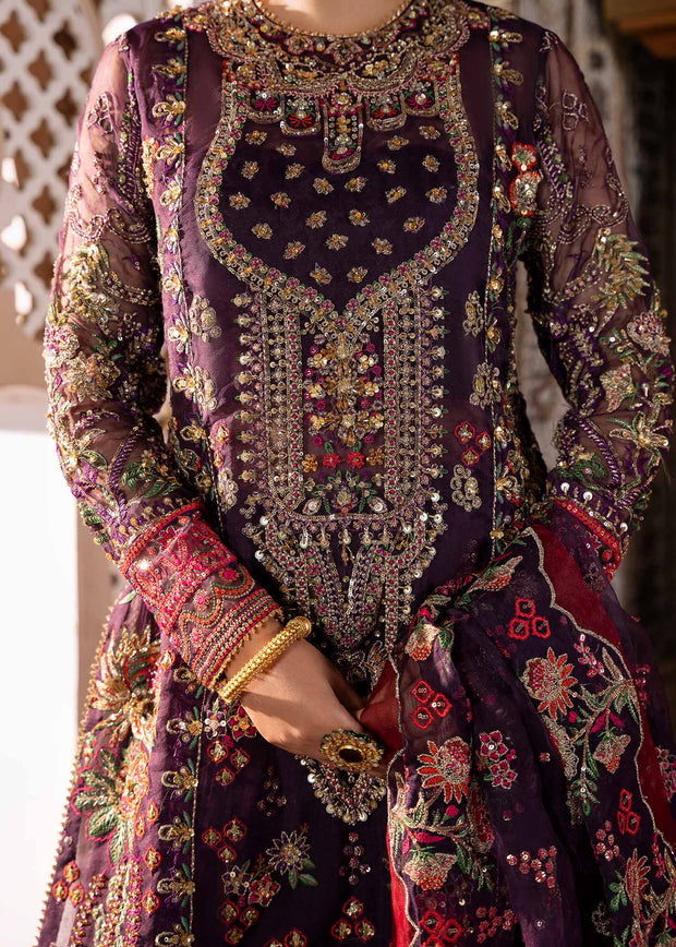 Elegant Purple Pakistani Wedding Dress with Intricate Embroidery