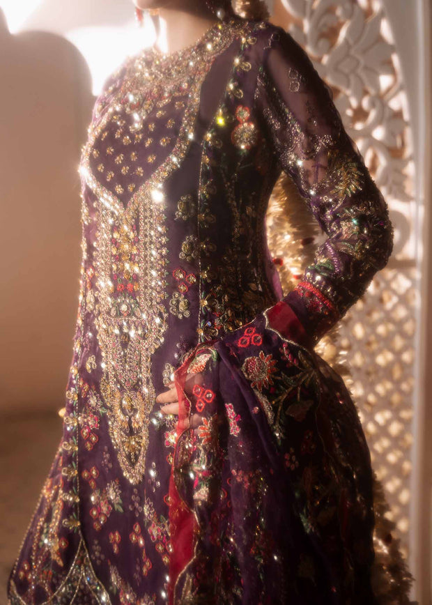 Elegant Purple Pakistani Wedding Dress with Intricate Embroidery