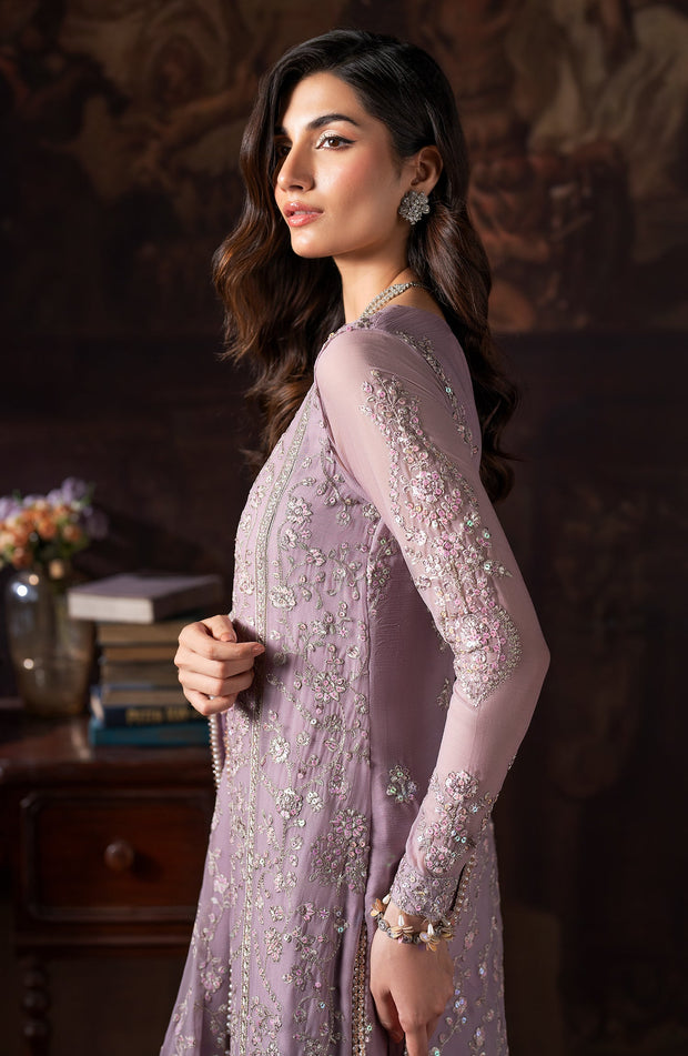Elegant Sequins Embroidered Chiffon Dress in Classic Style