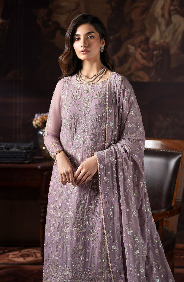 Elegant Sequins Embroidered Chiffon Dress in Classic Style