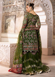 Elegant Olive Green Pakistani Wedding Dress with Embroidery