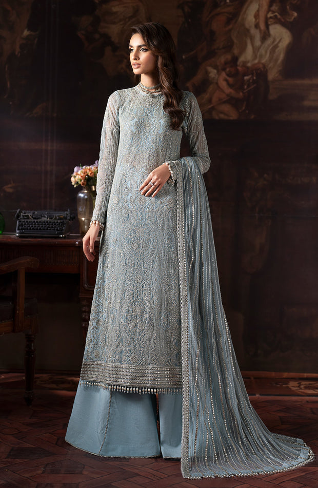 Elegant Sequins Embroidered Net Shirt & Raw Silk Sharara