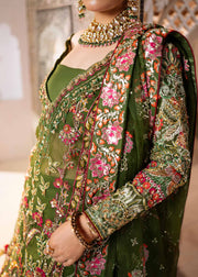 Elegant Olive Green Pakistani Wedding Dress with Embroidery