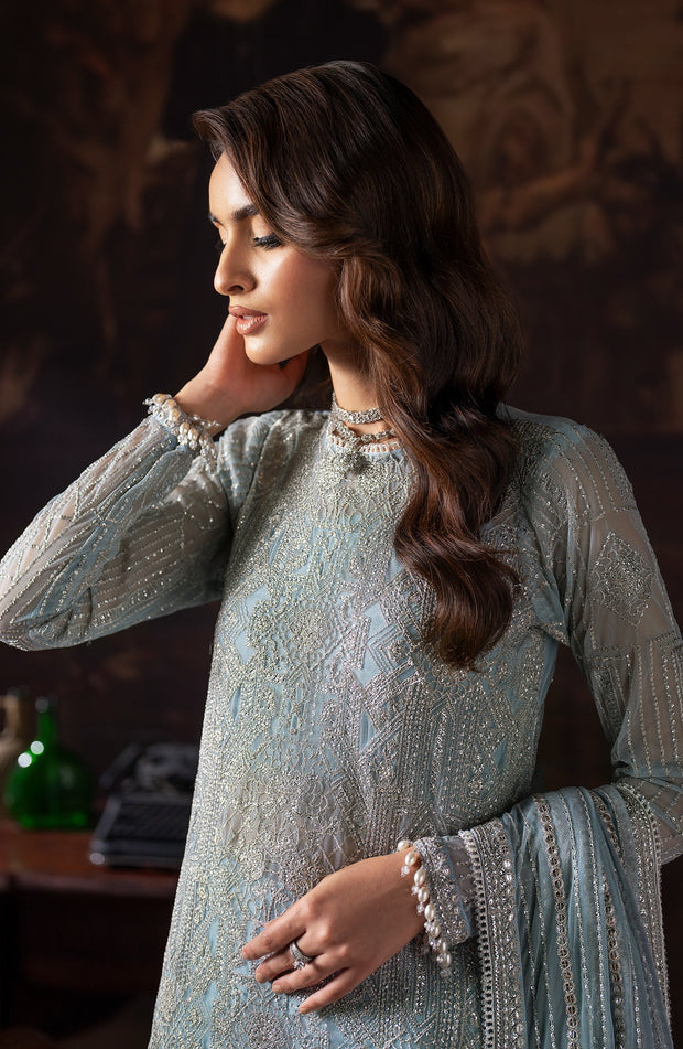 Elegant Sequins Embroidered Net Shirt & Raw Silk Sharara