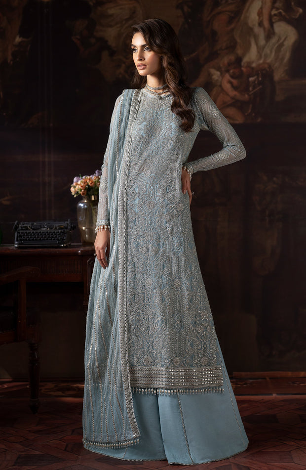 Elegant Sequins Embroidered Net Shirt & Raw Silk Sharara