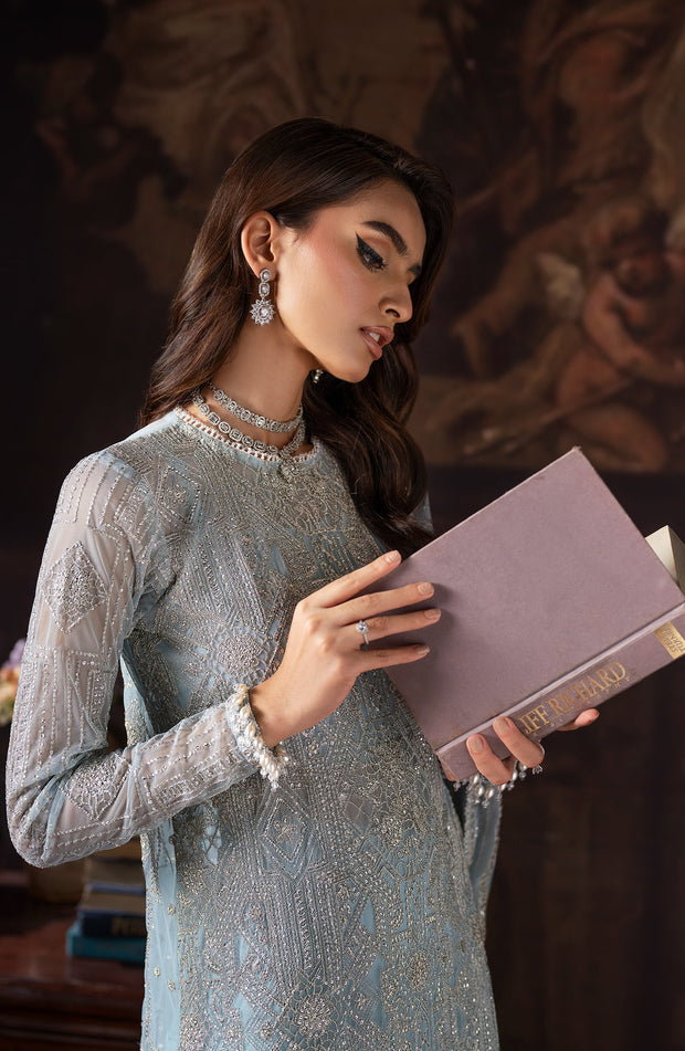 Elegant Sequins Embroidered Net Shirt & Raw Silk Sharara