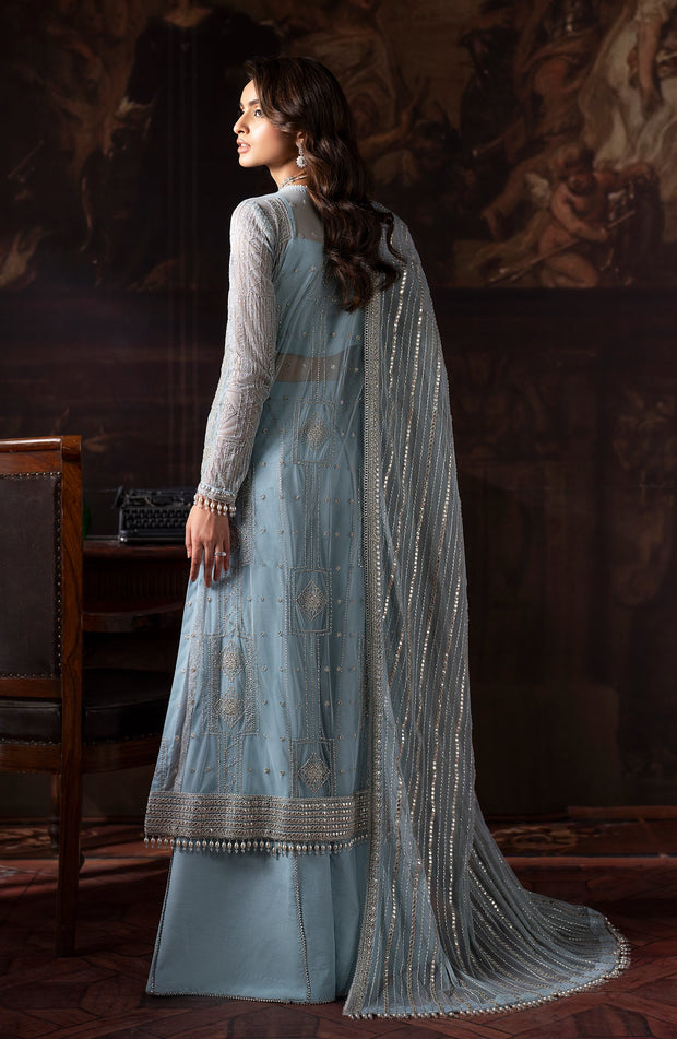 Elegant Sequins Embroidered Net Shirt & Raw Silk Sharara