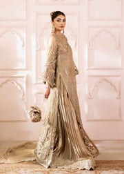 Exquisite Grey Pakistani Wedding Dress with Floral Embroidery