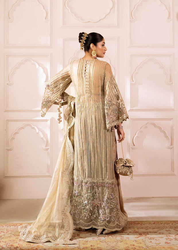 Exquisite Grey Pakistani Wedding Dress with Floral Embroidery