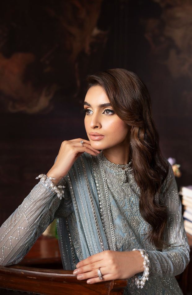 Elegant Sequins Embroidered Net Shirt & Raw Silk Sharara