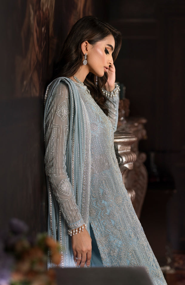 Elegant Sequins Embroidered Net Shirt & Raw Silk Sharara