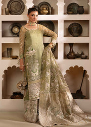 Mint Green Pakistani Wedding Dress with Floral Embroidery