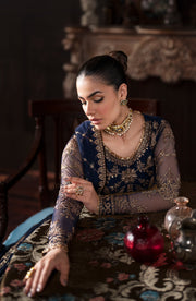 Lavish Sequins Embroidered Net Blouse with Raw Silk Trouser