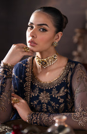 Lavish Sequins Embroidered Net Blouse with Raw Silk Trouser