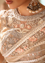 Elegant Ivory Pakistani Wedding Dress with Embroidery