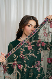 Embroidered Chiffon Frock with Trouser and Dupatta
