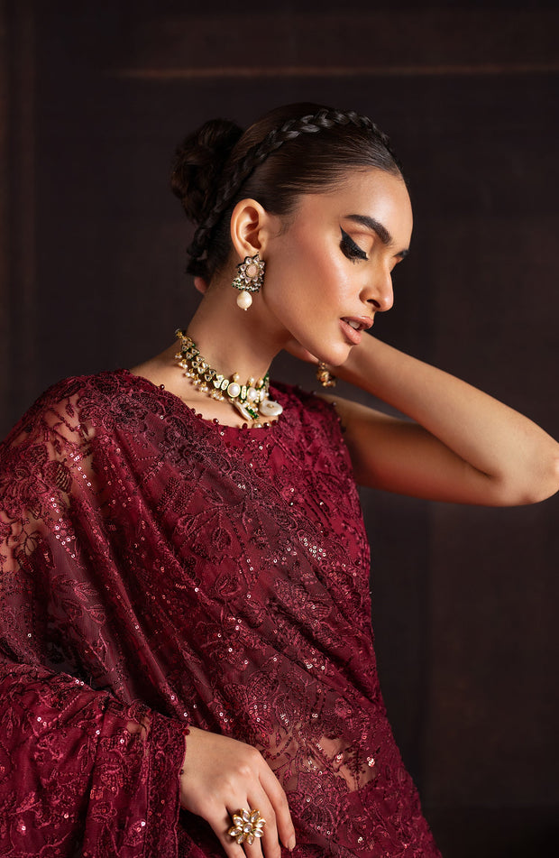 Elegant Sequins Embroidered Net Blouse in Classic Color