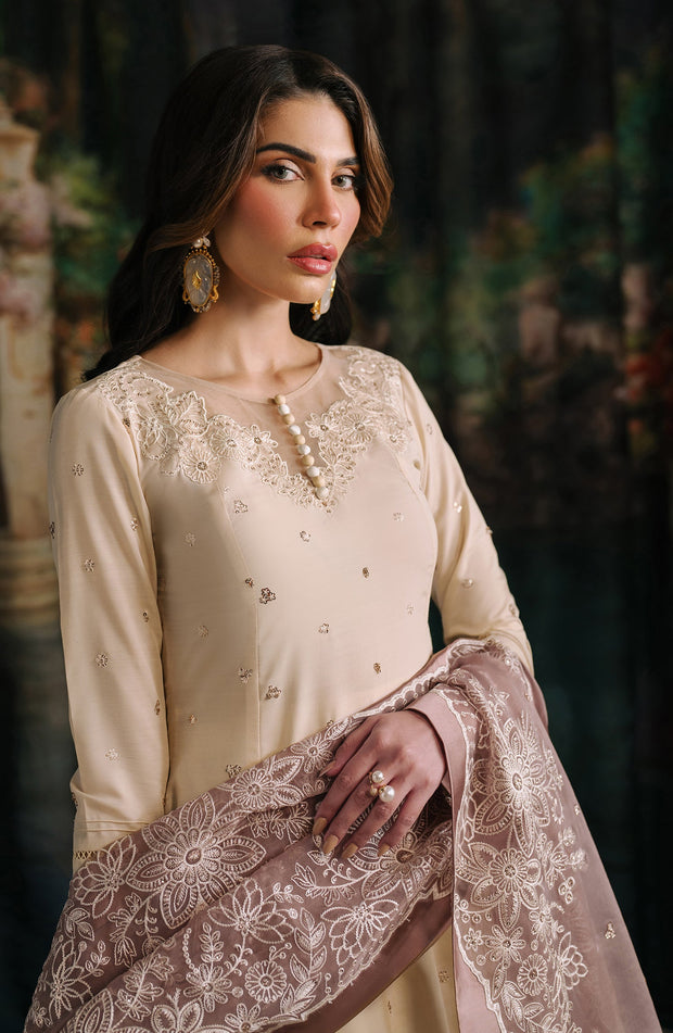 Anora Sequins Embroidered Raw Silk Shirt in Elegance