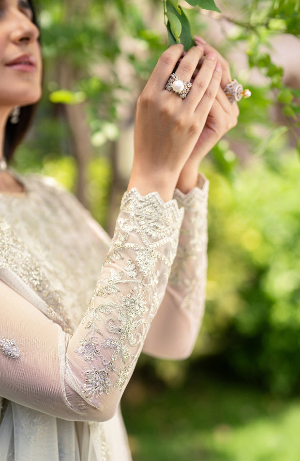 Elegant Sequin Embroidered Net Blouse with Silk Trouser