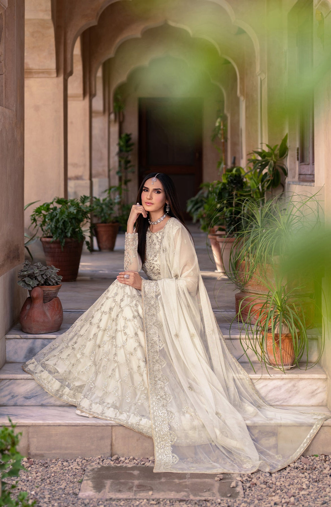 Elegant Sequin Embroidered Net Blouse with Silk Trouser