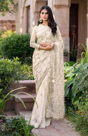 Elegant Sequin Embroidered Net Blouse with Silk Trouser