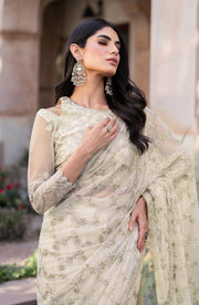 Elegant Sequin Embroidered Net Blouse with Silk Trouser