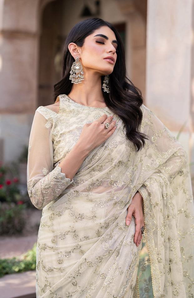 Elegant Sequin Embroidered Net Blouse with Silk Trouser