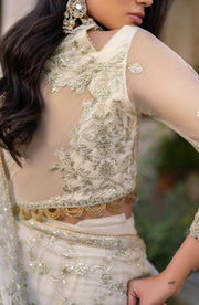 Elegant Sequin Embroidered Net Blouse with Silk Trouser