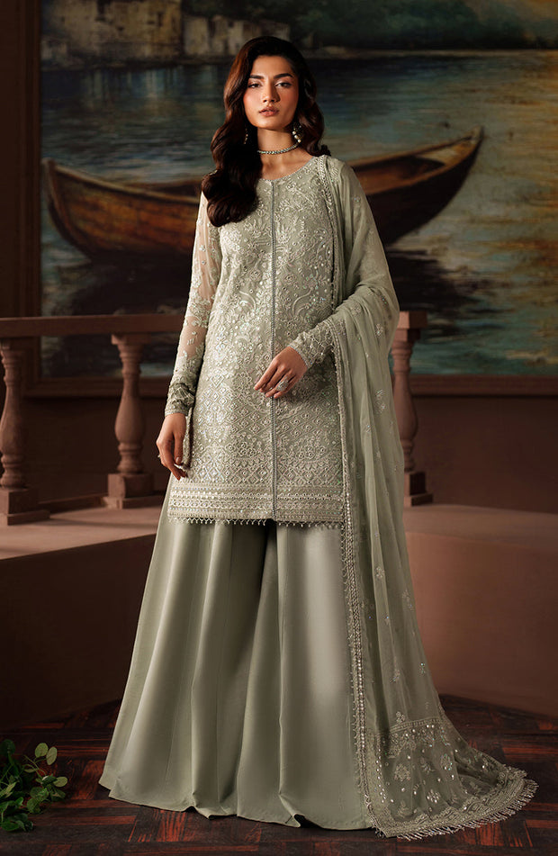 Elegant Black Chiffon Pakistani Party Dress with Embroidery