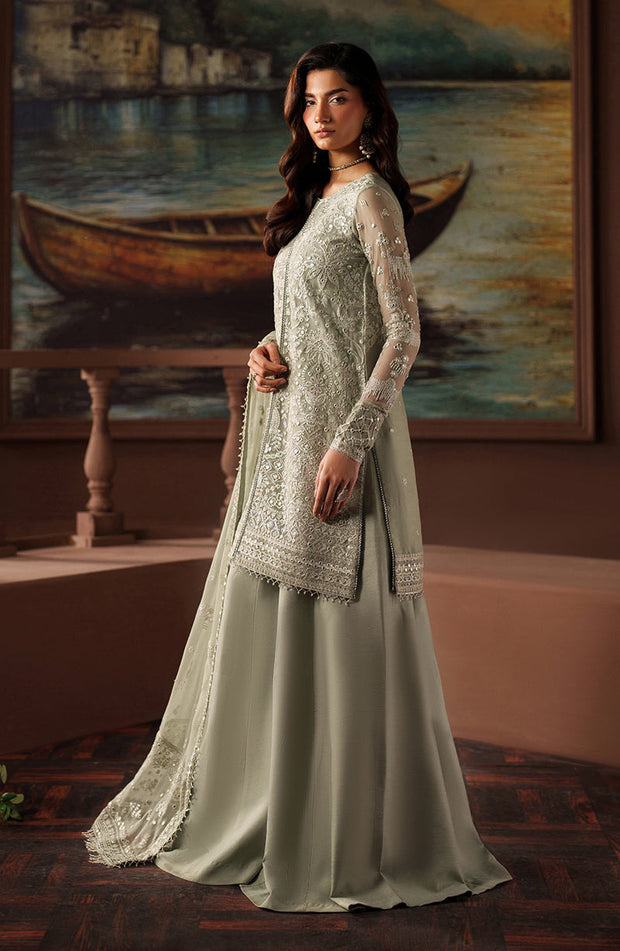 Elegant Black Chiffon Pakistani Party Dress with Embroidery
