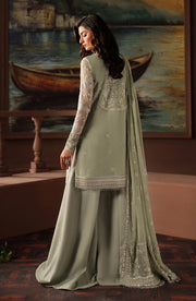 Elegant Black Chiffon Pakistani Party Dress with Embroidery