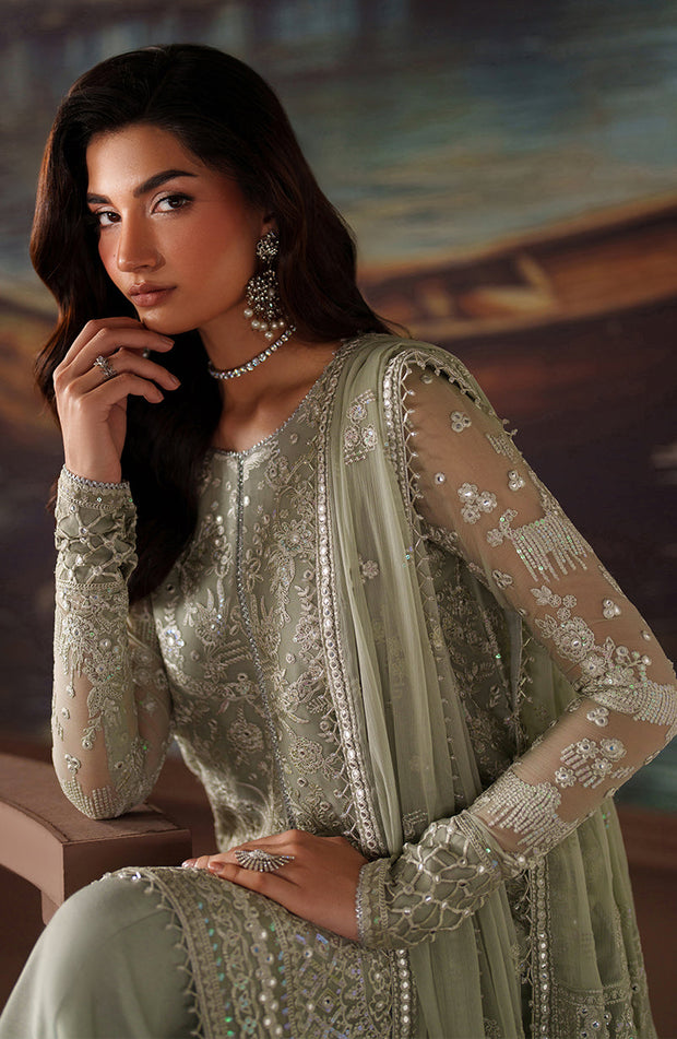 Elegant Black Chiffon Pakistani Party Dress with Embroidery