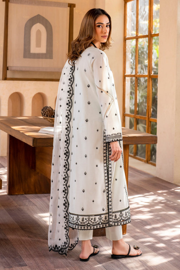 Elegant Embroidered Lawn Suit with Organza Dupatta